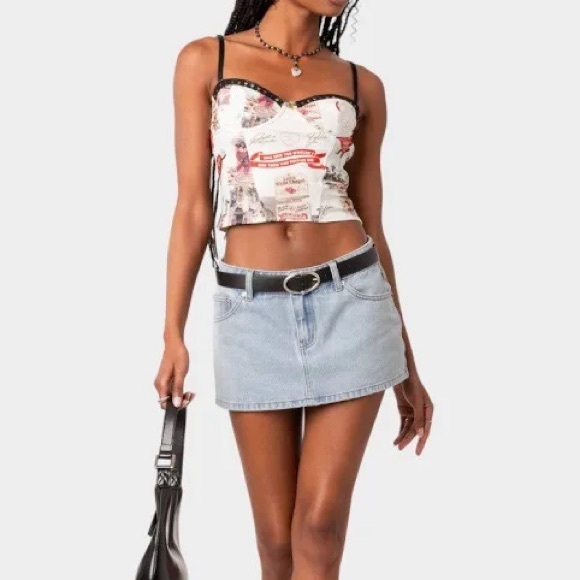 Edikted Micro Denim Skirt - Picture 1 of 3